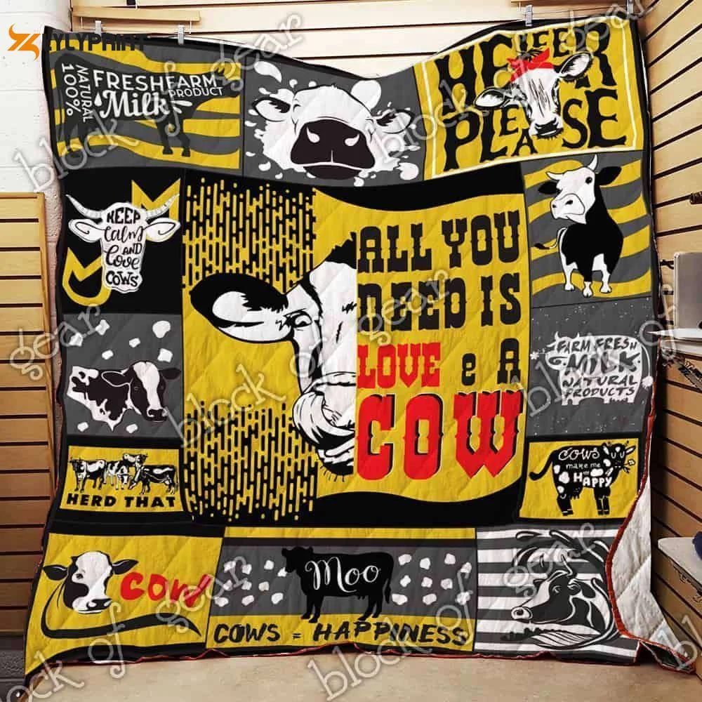 All You Need Is Love And A Cow 3D Customized Quilt ,  Soft Quilt, King Size, All Season Cozy Quilt QB0901