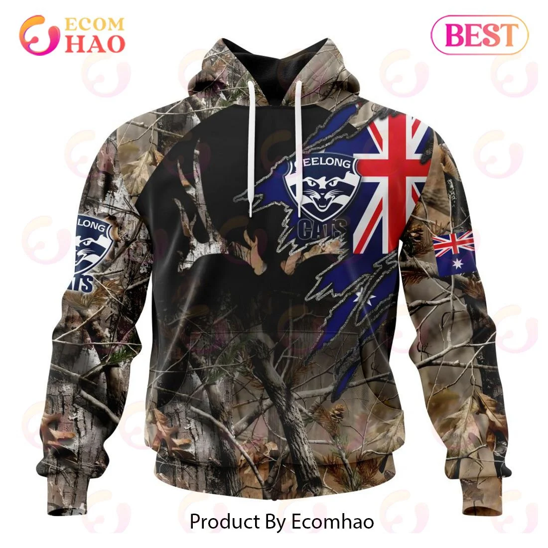 AFL Geelong Cats Special Camo Realtree Hunting 3D Hoodie, Zip Hoodie, Man - Women, Warm, Premium Quality HZ0501