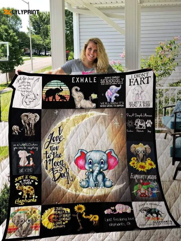 Elephant Blew You A Kiss 3D Customized Quilt , Soft Quilt, King Size, All Season Cozy Quilt QB0901