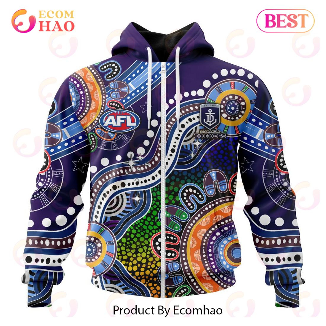 AFL Fremantle Dockers Special Indigenous Design 3D Hoodie, Zip Hoodie, Man - Women, Warm, Premium Quality HZ0501