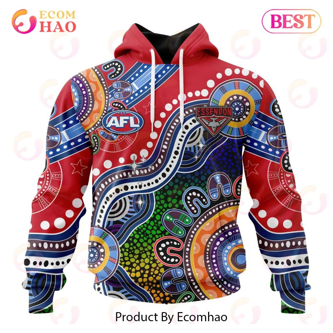 AFL Essendon Football Club Special Indigenous Design 3D Hoodie, Zip Hoodie, Man - Women, Warm, Premium Quality HZ0501