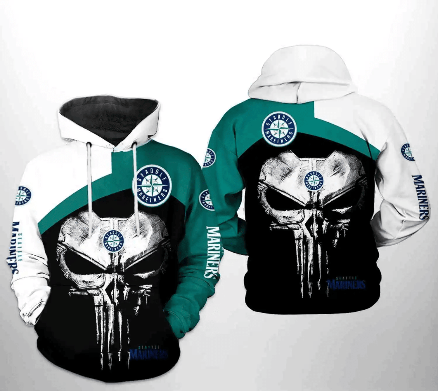 Seattle Mariners Skull Punisher 3D Hoodie Zipper AOP Shirt – Stylish & Trendy Fan Gear HZ0501
