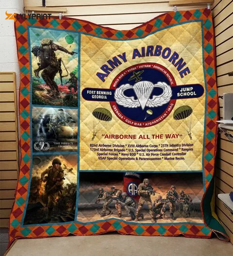 Army Airborne Printing 3D Customized Quilt Blanket For Fans Home Decor Gift ,  Soft Quilt, King Size, All Season Cozy Quilt QB0901