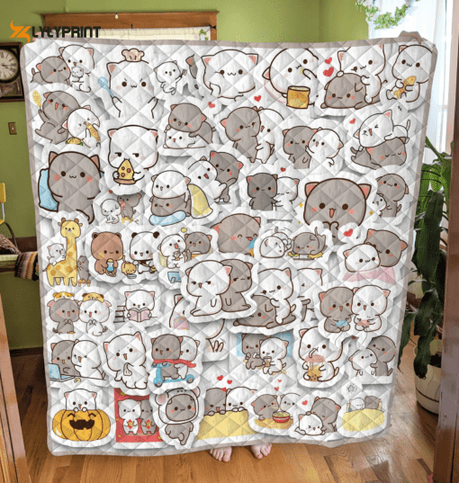 Peach and Goma Quilt Blanket For Fans Home Decor Gift , Soft Quilt, King Size, All Season Cozy Quilt QB0901