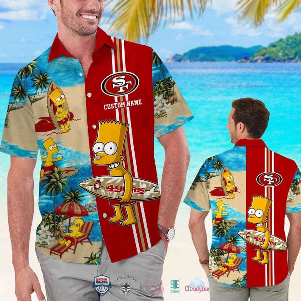Custom Name San Francisco 49ers Bart Simpson Hawaiian Shirt For Men Women HW0601