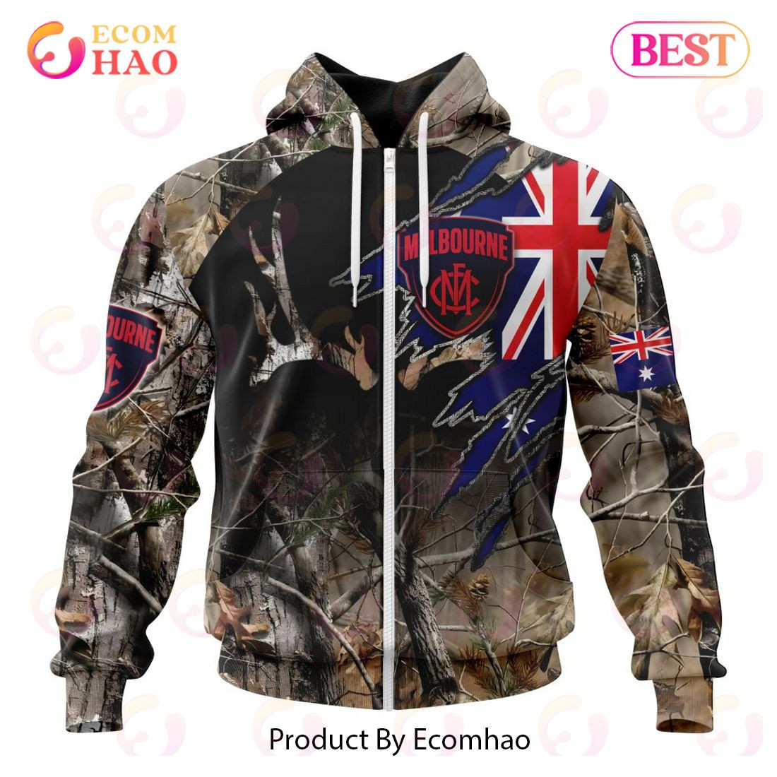 AFL Melbourne Football Club Special Camo Realtree Hunting 3D Hoodie, Zip Hoodie, Man - Women, Warm, Premium Quality HZ0501