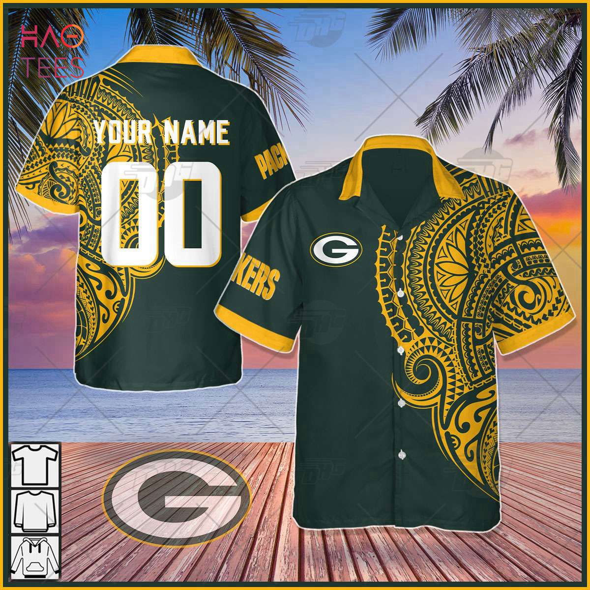 Personalize NFL Green Bay Packers Polynesian Tattoo Design Hawaiian Shirt Travel 3D Shirt HW0601