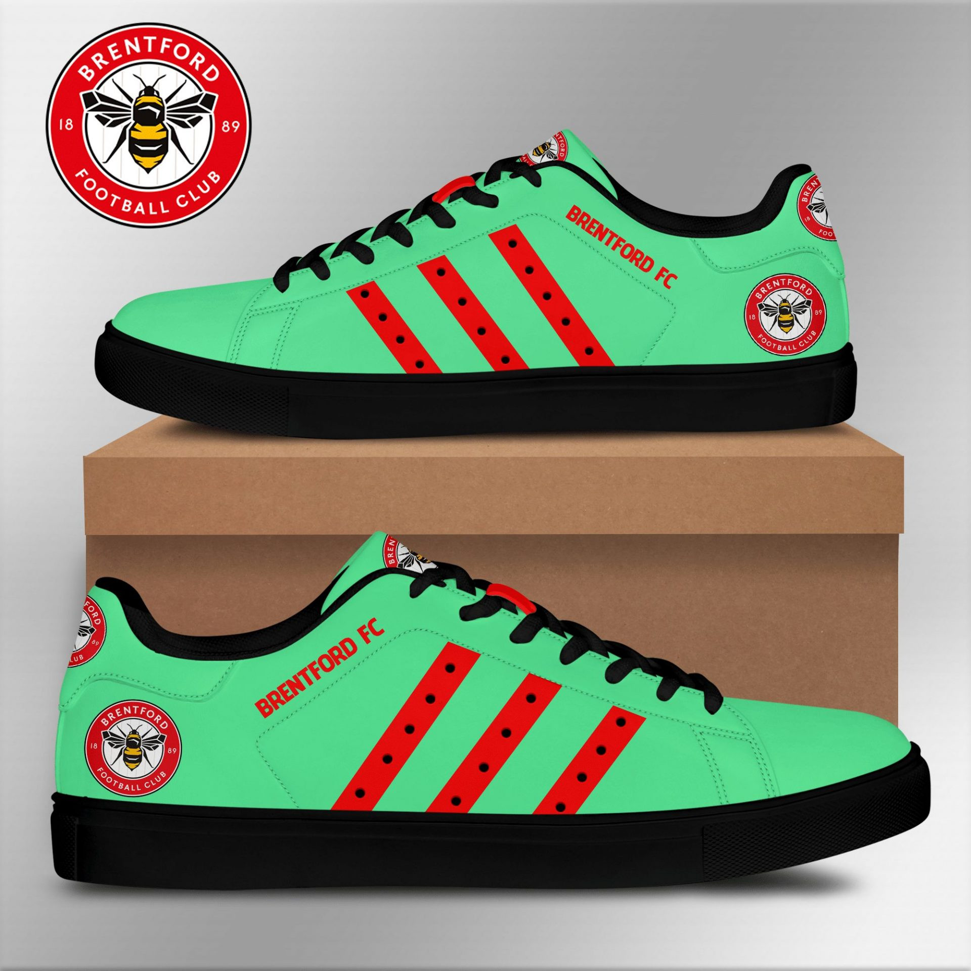 Brentford FC Green Red Stan Smith Shoes Men Women, Trendy Style Sneakers ST0801
