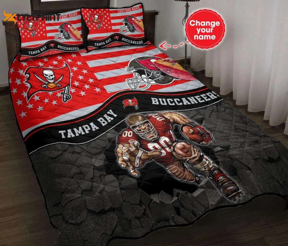 Tampa Bay Buccaneers Personalized Quilt Set BG30 , Soft Quilt, King Size, All Season Cozy Quilt QB0901