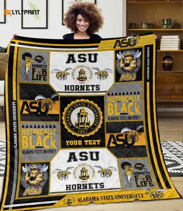 Alabama State Hornets Quilt Blanket For Fans Home Decor Gift ,  Soft Quilt, King Size, All Season Cozy Quilt QB0901