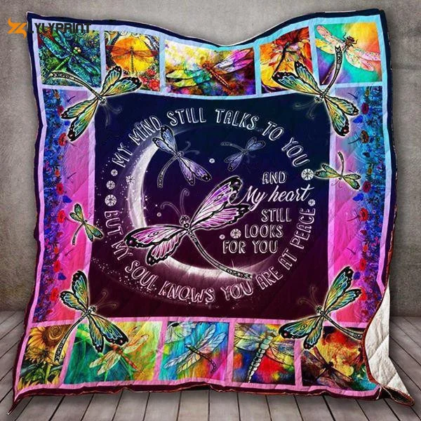 Dragonfly Ty Heart Still Looks For You Christmas Gift 3D Quilt Blanket ,  Soft Quilt, King Size, All Season Cozy Quilt QB0901