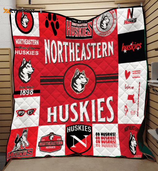 Northeastern Huskies Quilt Blanket For Fans Home Decor Gift , Soft Quilt, King Size, All Season Cozy Quilt QB0901