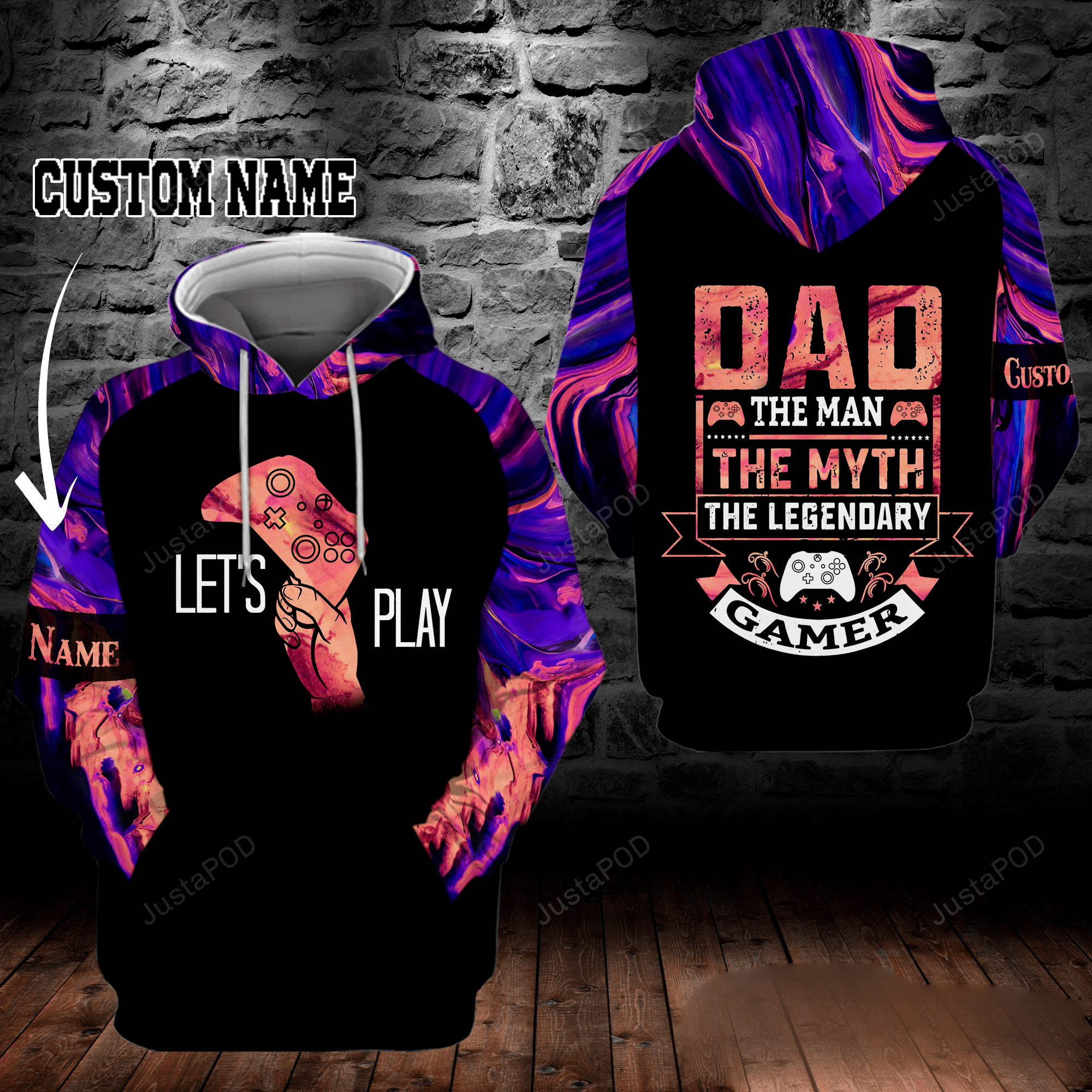 Personalized Let's Play Game Dad The Man The Myth 3d All Print Hoodie, Zip- Up Hoodie HZ0501