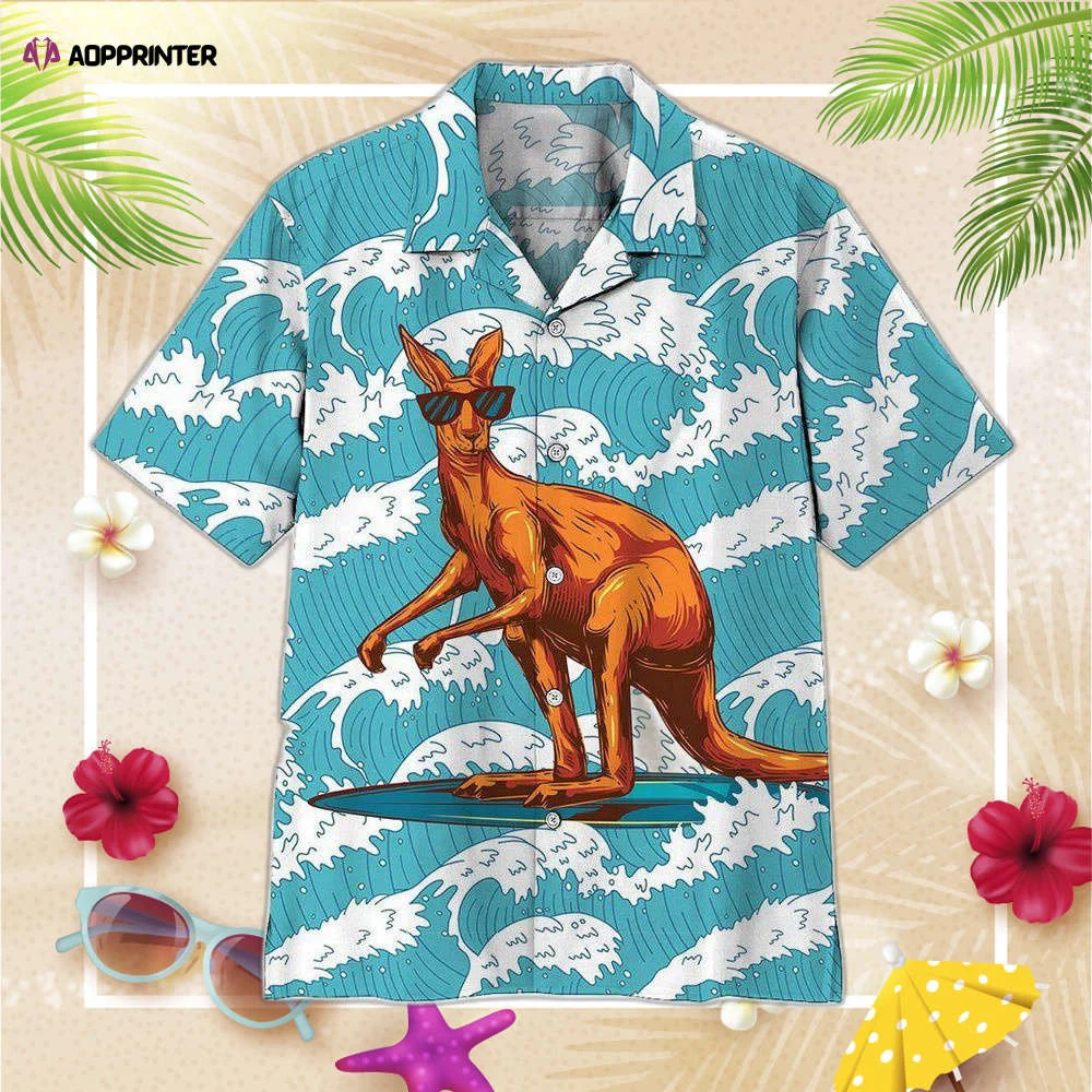 Surfing Kangaroo Custom Hawaiian Shirt, Gift For Men And Women HW0601