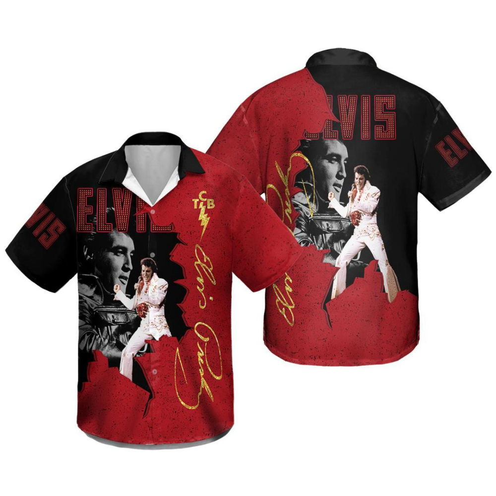 3D Elvis Presley Unisex Hawaiian Shirt Hot Summer Red 01 HW0601