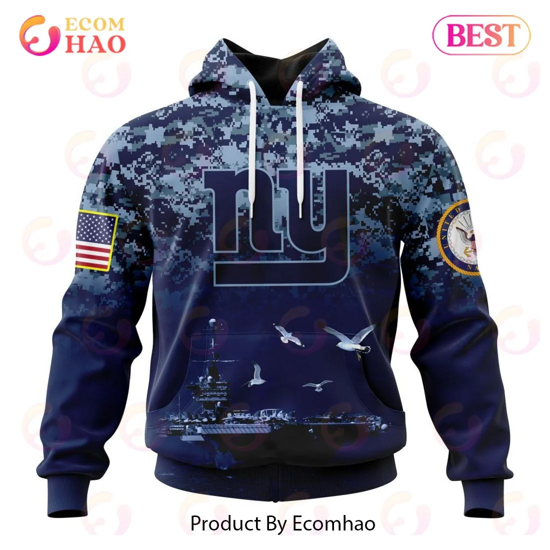 Best New York Giants Honor US Navy Veterans All Over Print Hoodie, Zip Hoodie, Man - Women, Warm, Premium Quality HZ0501