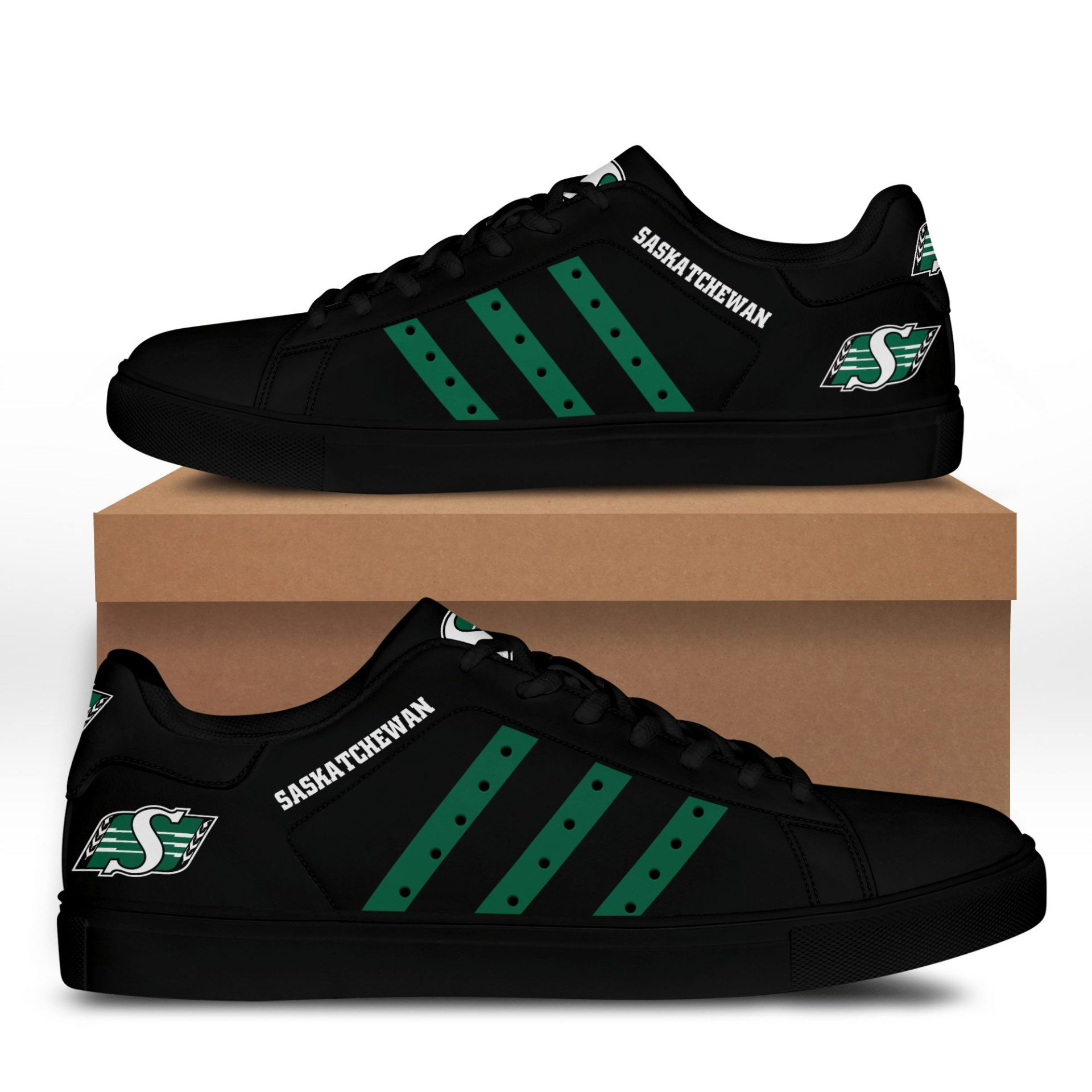 CFL Saskatchewan Roughriders Black Stan Smith Shoes , Trendy Style Sneakers ST0801