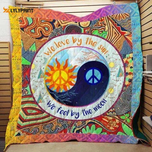 Hippie Sun And Moon 3D Customized Quilt Blanket For Fans Home Decor Gift ,  Soft Quilt, King Size, All Season Cozy Quilt QB0901