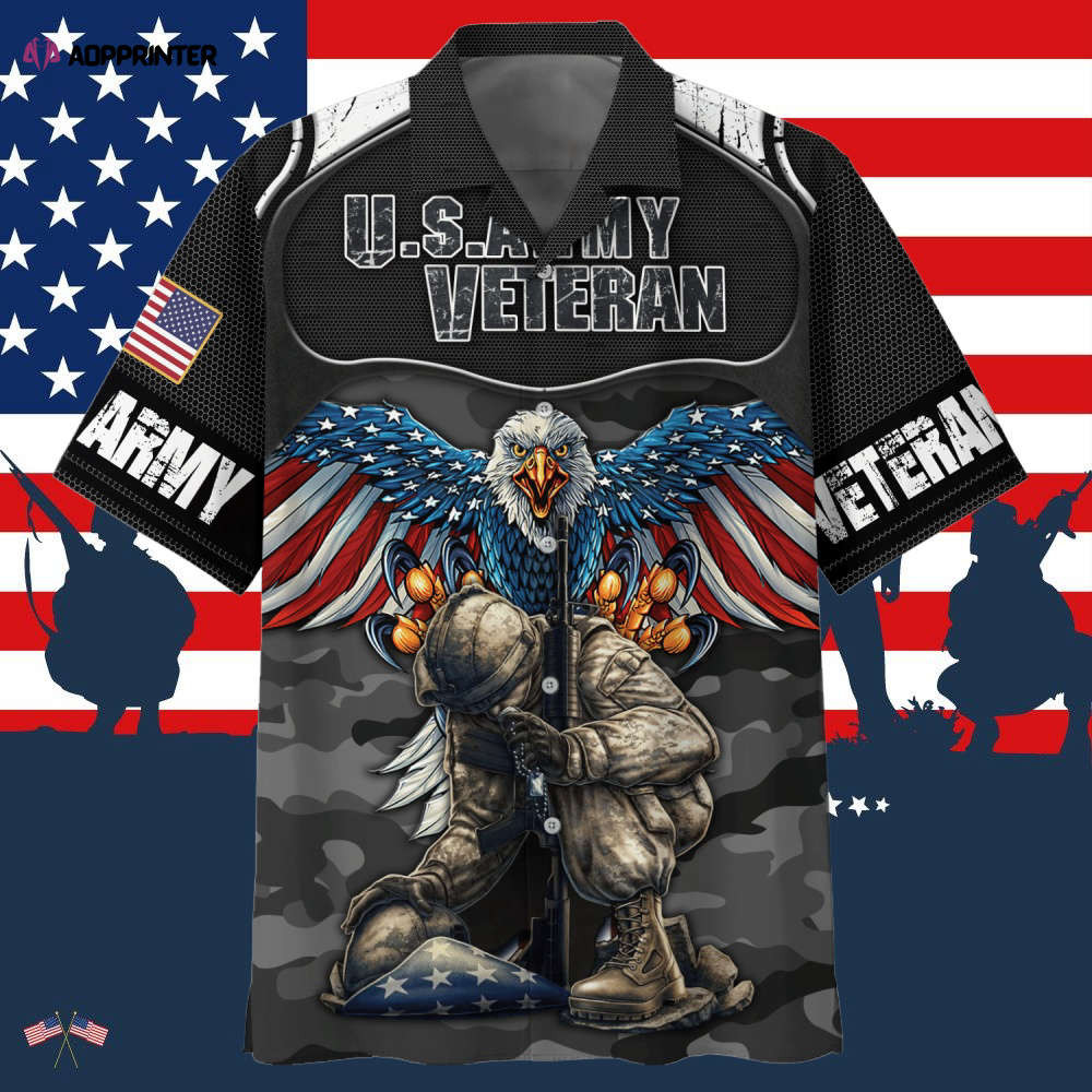 Eagle U.S.Army Veteran Black Hawaiian Shirt HW0601