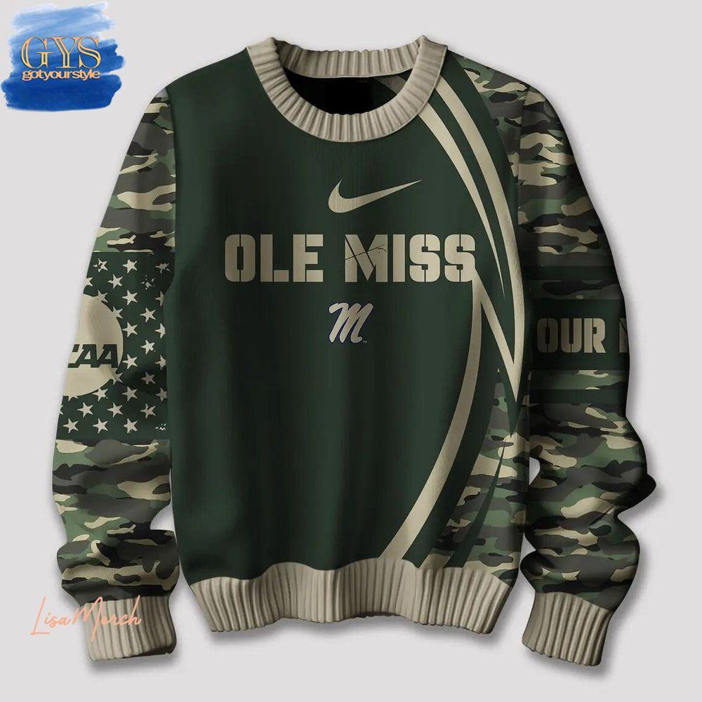 Ole Miss Hotty Toddy Camo Limited Edition Ugly Sweater , Cozy Soft Unisex Pullover SW0601