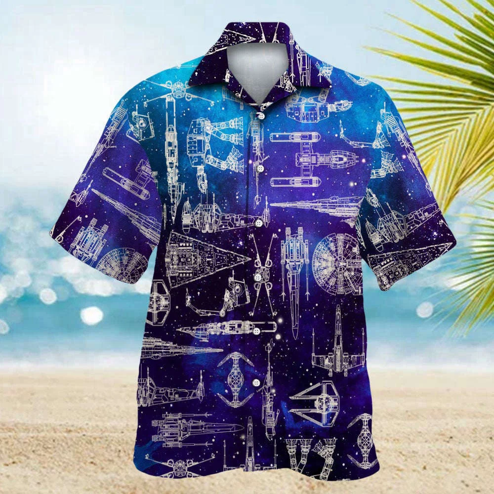 Space Ships Star Wars Galaxy Hawaiian Shirt Shorts Summer 2023 Hot HW0601