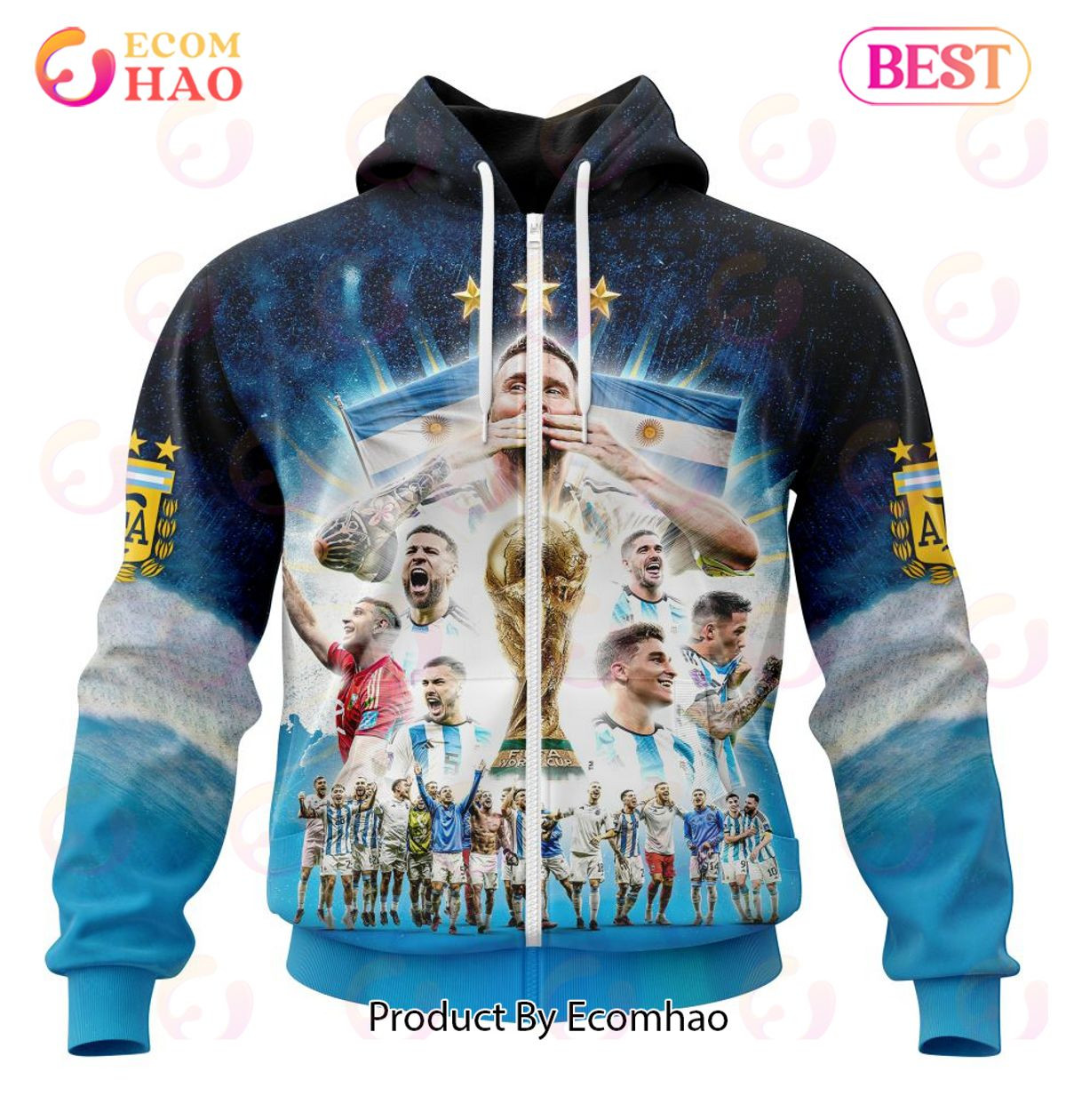 Argentina World Cup 2022 Champions Kits 3D Hoodie, Zip Hoodie, Man - Women, Warm, Premium Quality HZ0501