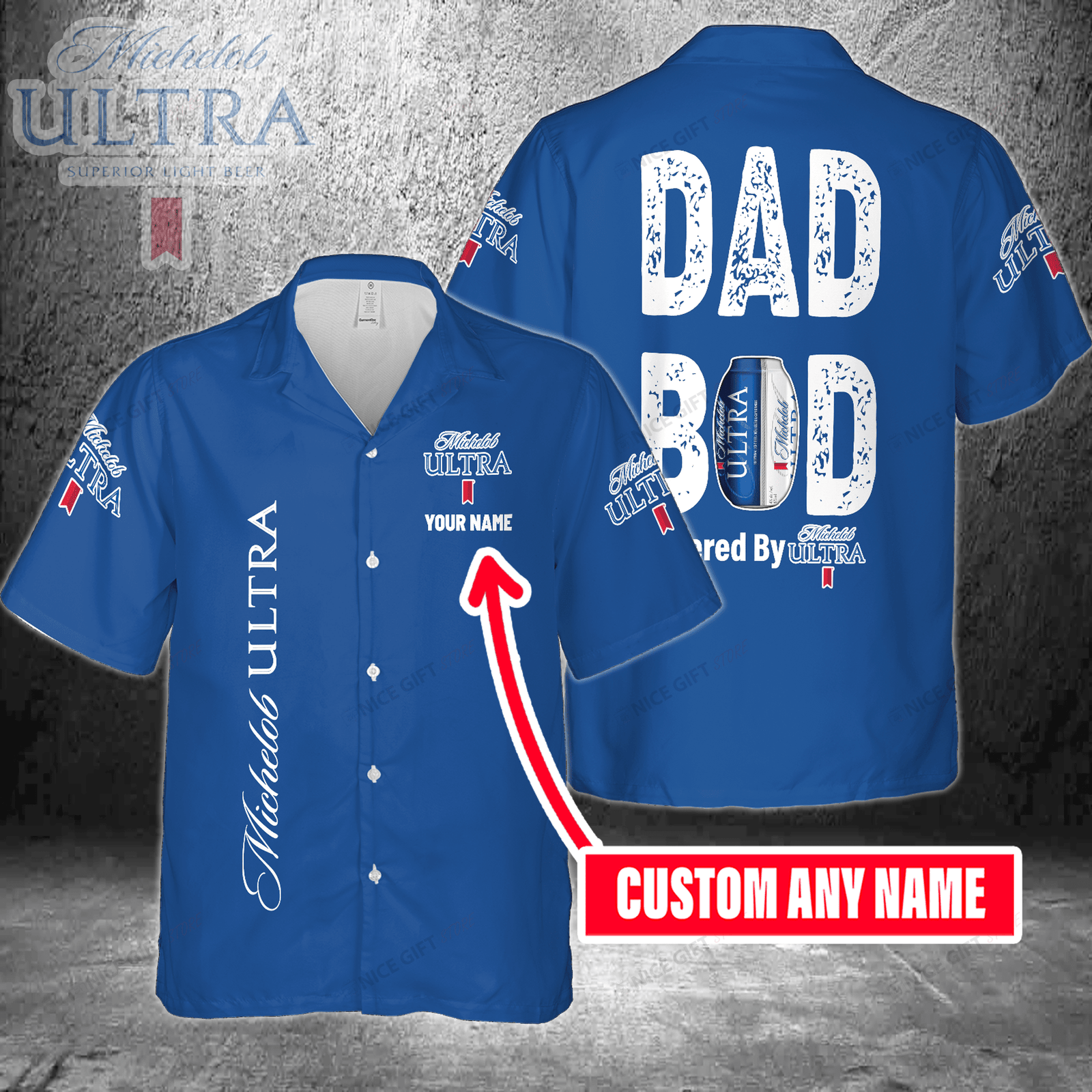 Dad Bod Powered By Michelob ULTRA Custom Name Hawaiian Shirt For Men And Women HW0601