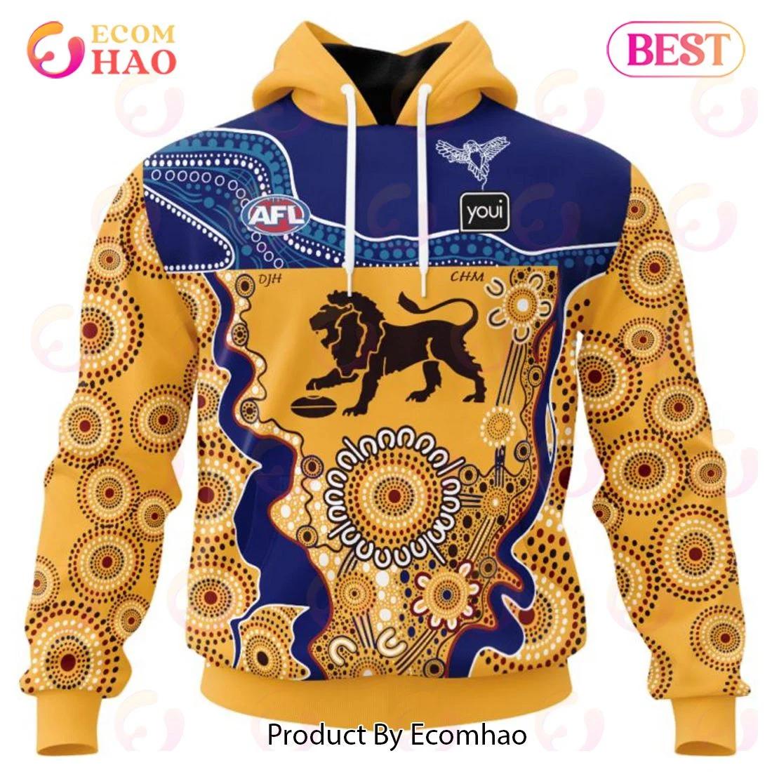 AFL Brisbane Lions Special Indigenous Design 3D Hoodie, Zip Hoodie, Man - Women, Warm, Premium Quality HZ0501
