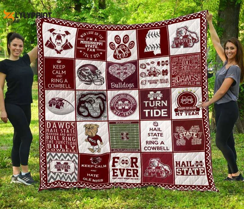 Mississippi State Bulldogs 3D Customized Quilt Blanket Gift For Home Decor ,  Soft Quilt, King Size, All Season Cozy Quilt QB0901