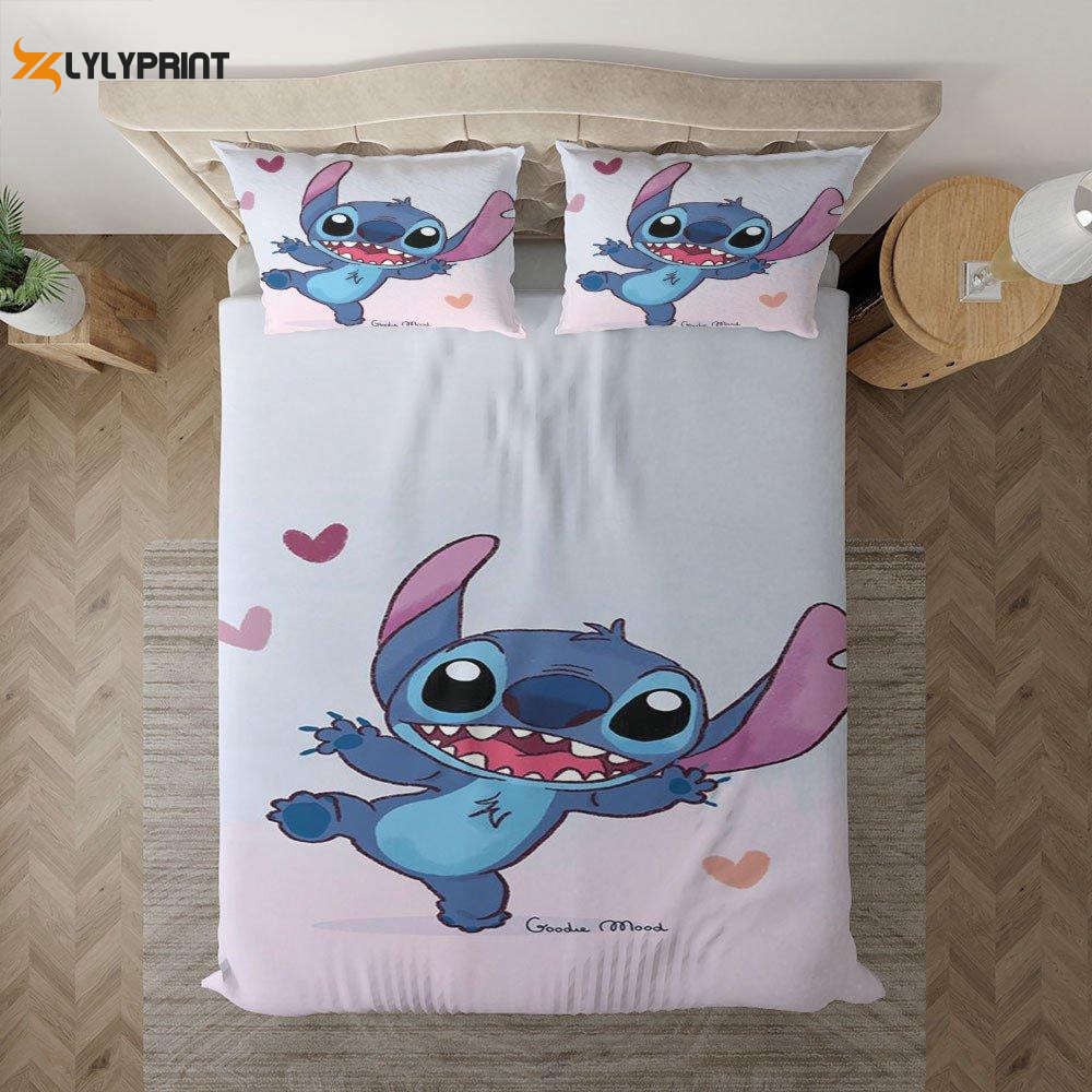 Lilo And Stitch Good Mood Gift For Fan, Lilo And Stitch Duvet Quilt Bedding Set , Soft Quilt, King Size, All Season Cozy Quilt QB0901
