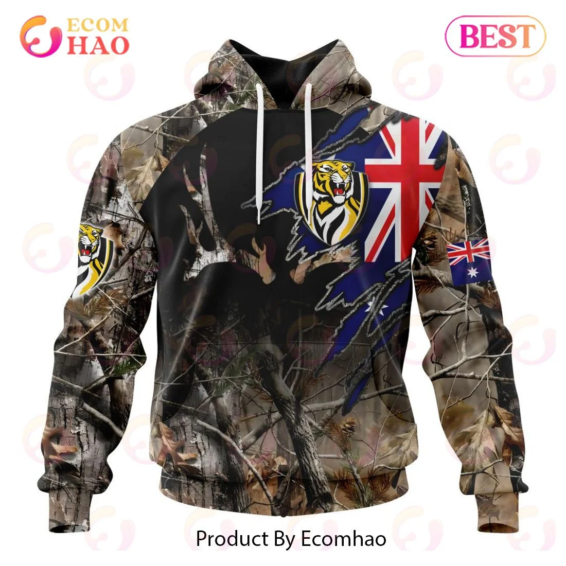 AFL Richmond Tigers Special Camo Realtree Hunting 3D Hoodie, Zip Hoodie, Man - Women, Warm, Premium Quality HZ0501