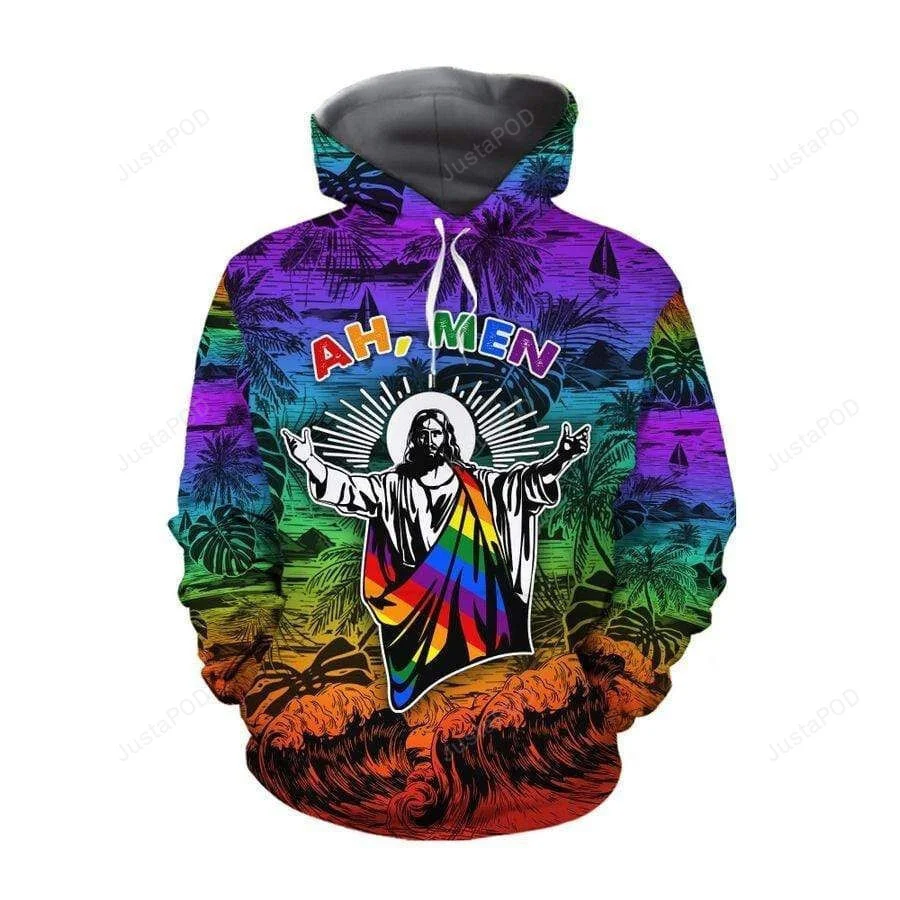 Ah Men Funny Jesus 3D All Over Printed Hoodie, Zip- Up Hoodie HZ0501