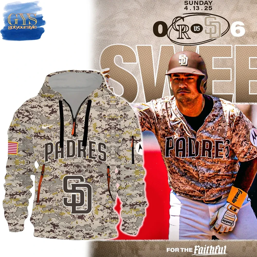 San Diego Padres Military Camo Special Quarter-Zip Hoodie QTZ0601