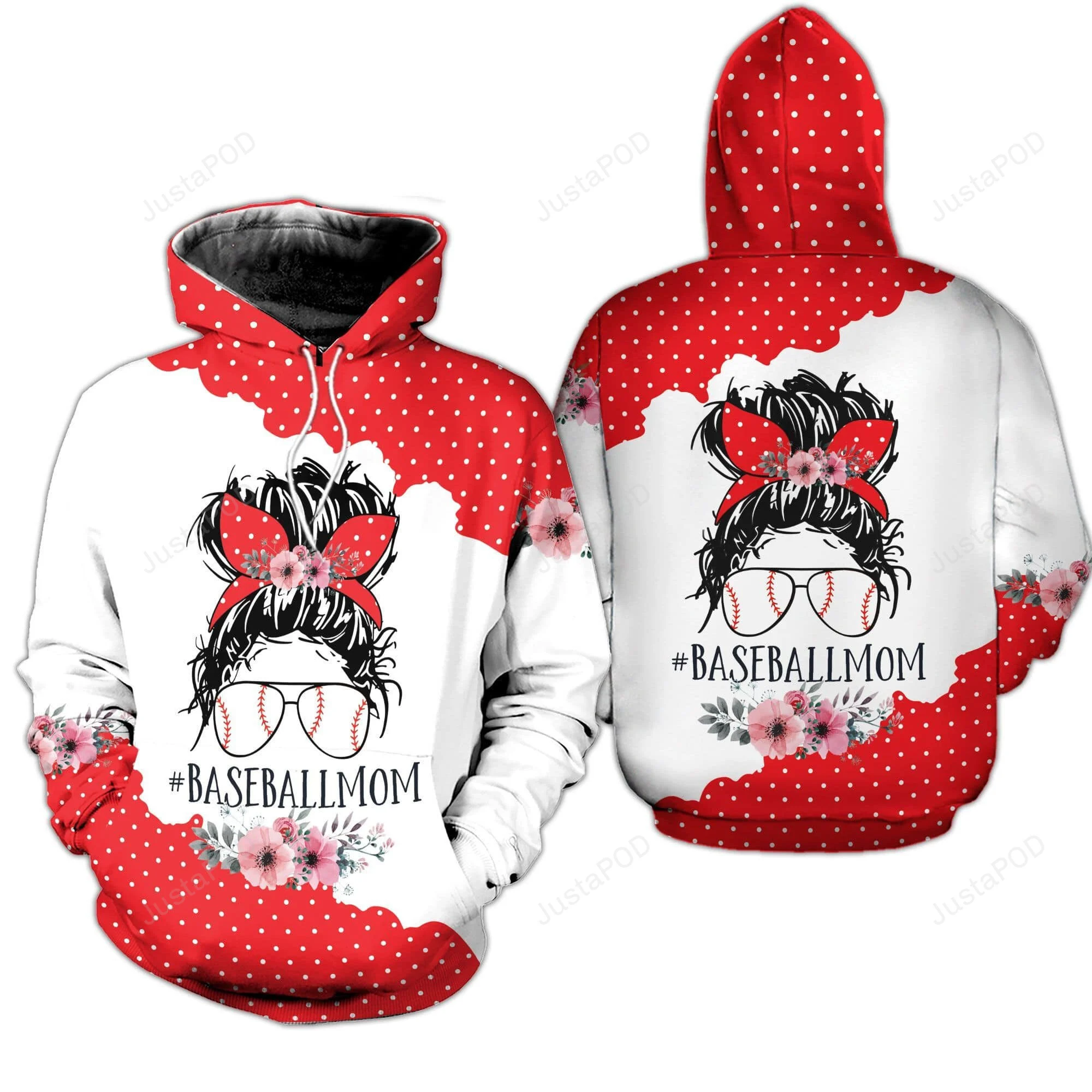 Baseball Mom Messy Bun 3D All Print Hoodie, Zip- Up Hoodie HZ0501
