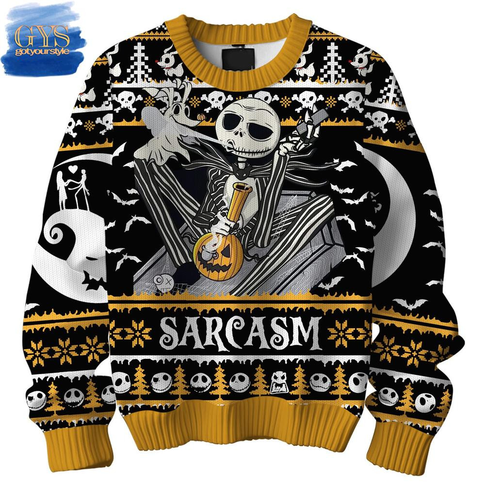 Skellington Pumpkin King Christmas Ugly Sweater , Cozy Soft Unisex Pullover SW0601
