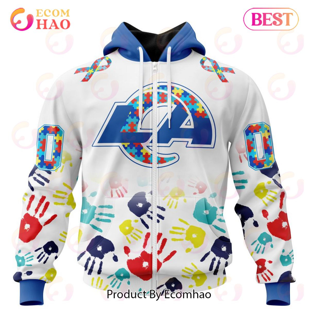 Best Los Angeles Rams Autism Awareness Collection 3D Hoodie, Zip Hoodie, Man - Women, Warm, Premium Quality HZ0501