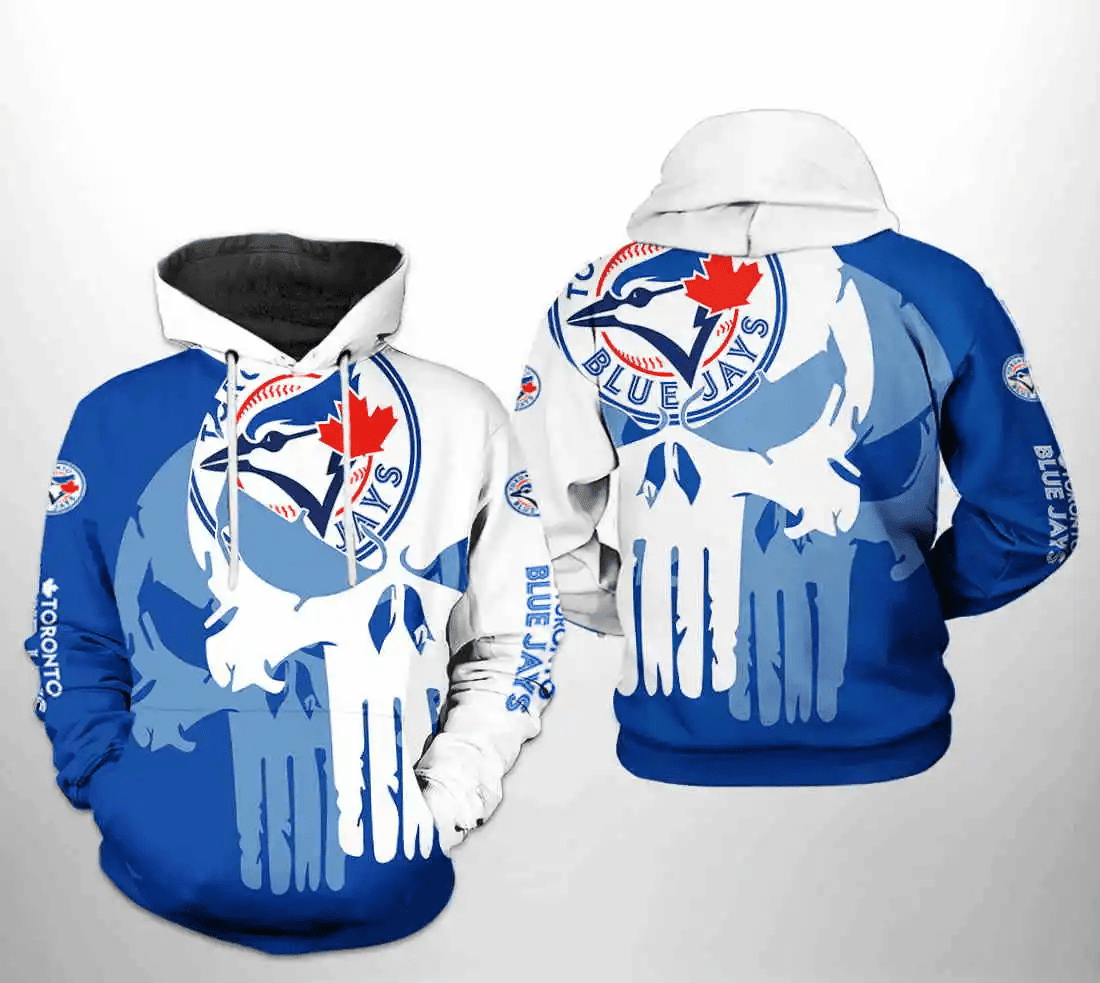 Toronto Blue Jays Skull Hoodie 3D Zipper AOP Shirt for Fans HZ0501