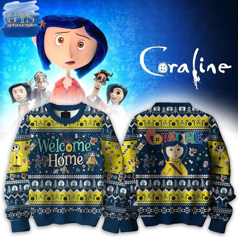 Coraline Welcome Home Christmas Ugly Sweater , Cozy Soft Unisex Pullover SW0601
