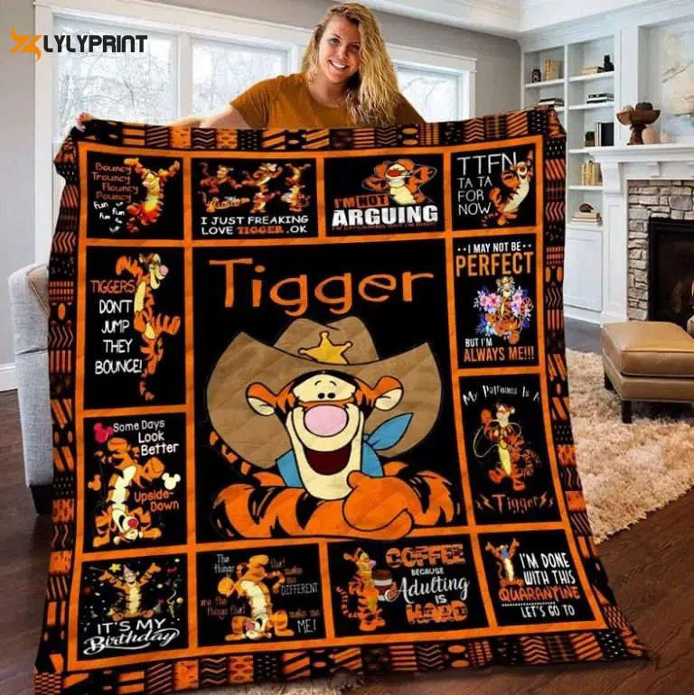 Tigger Quilt Blanket For Fans Home Decor Gift , Soft Quilt, King Size, All Season Cozy Quilt QB0901