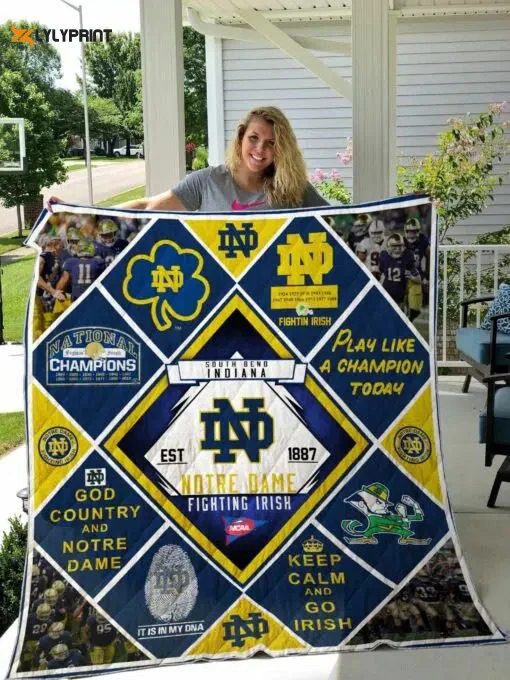 Notre Dame Fighting Irish Quilt Blanket For Fans Home Decor Gift g ,  Soft Quilt, King Size, All Season Cozy Quilt QB0901