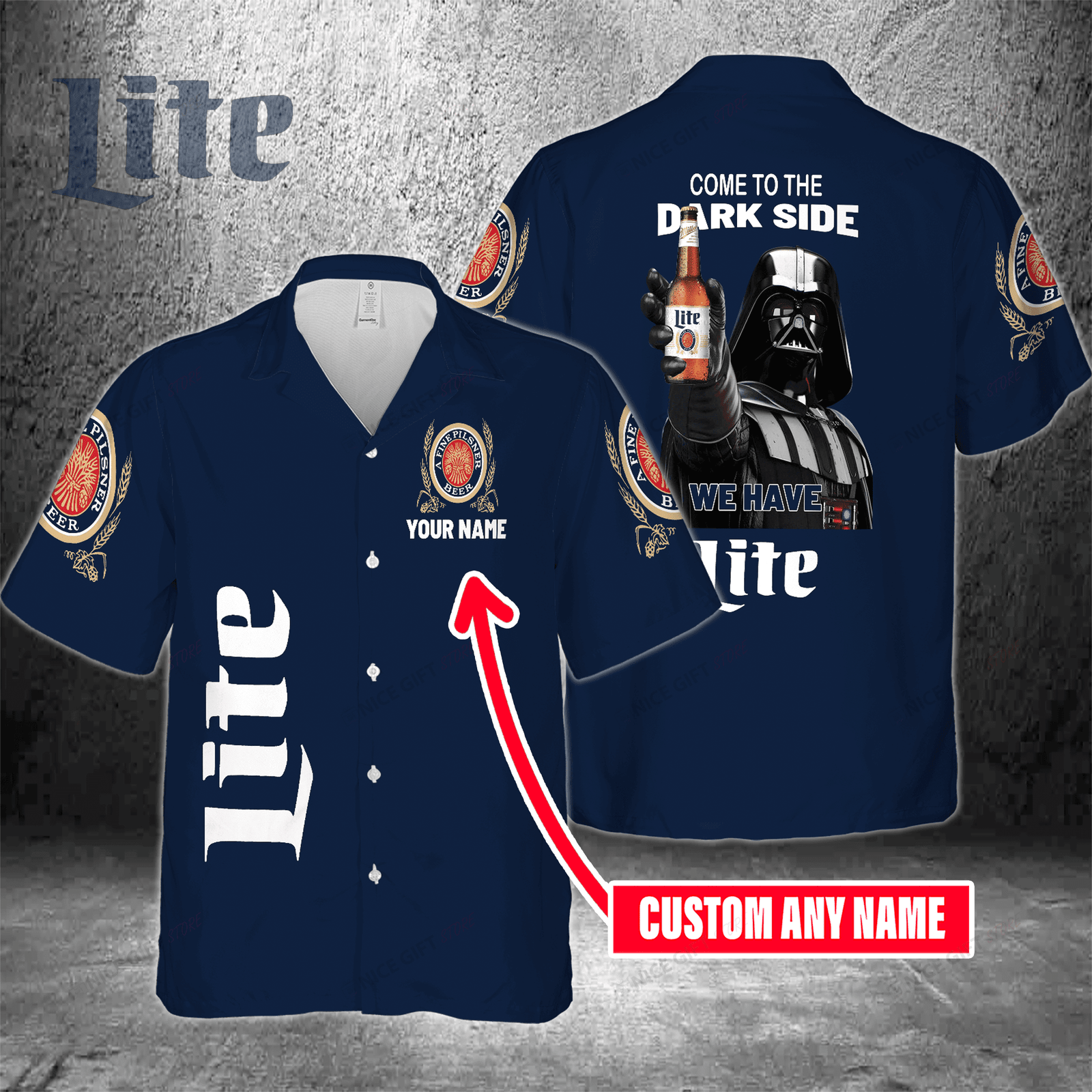 Come To The Dark Side We Have Miller Lite Custom Name Hawaiian Shirt For Men And Women HW0601