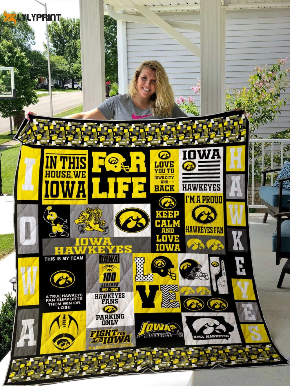 Iowa Hawkeyes 5 Quilt Blanket For Fans Home Decor Gift , Soft Quilt, King Size, All Season Cozy Quilt QB0901