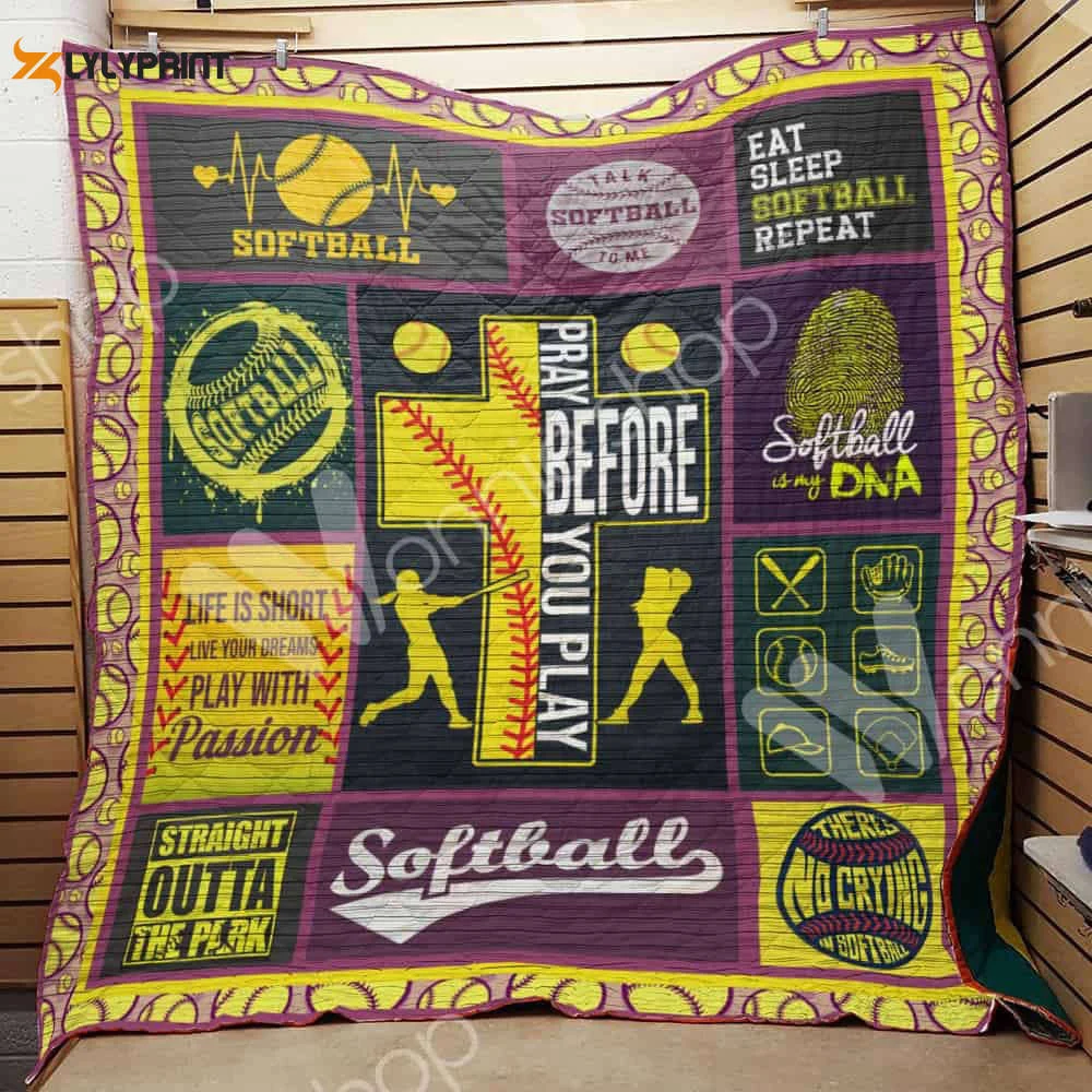 Softball 3D Customized Quilt Blanket For Fans Home Decor Gift ,  Soft Quilt, King Size, All Season Cozy Quilt QB0901