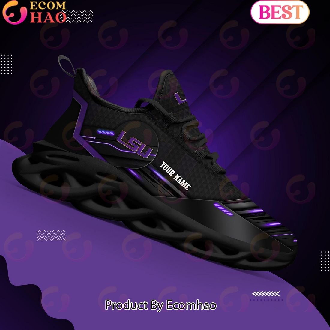 LSU Tigers Team Black Clunky Max Soul Shoes Sneakers Custom Your Name  Unisex sneakers MS0601