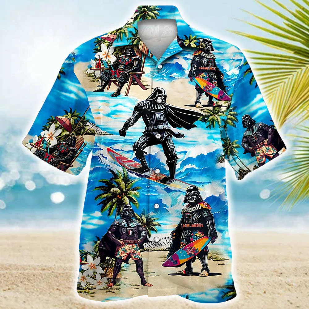 Darth Vader Star Wars Surfing Hawaiian Shirt Shorts Summer 2023 Hot HW0601