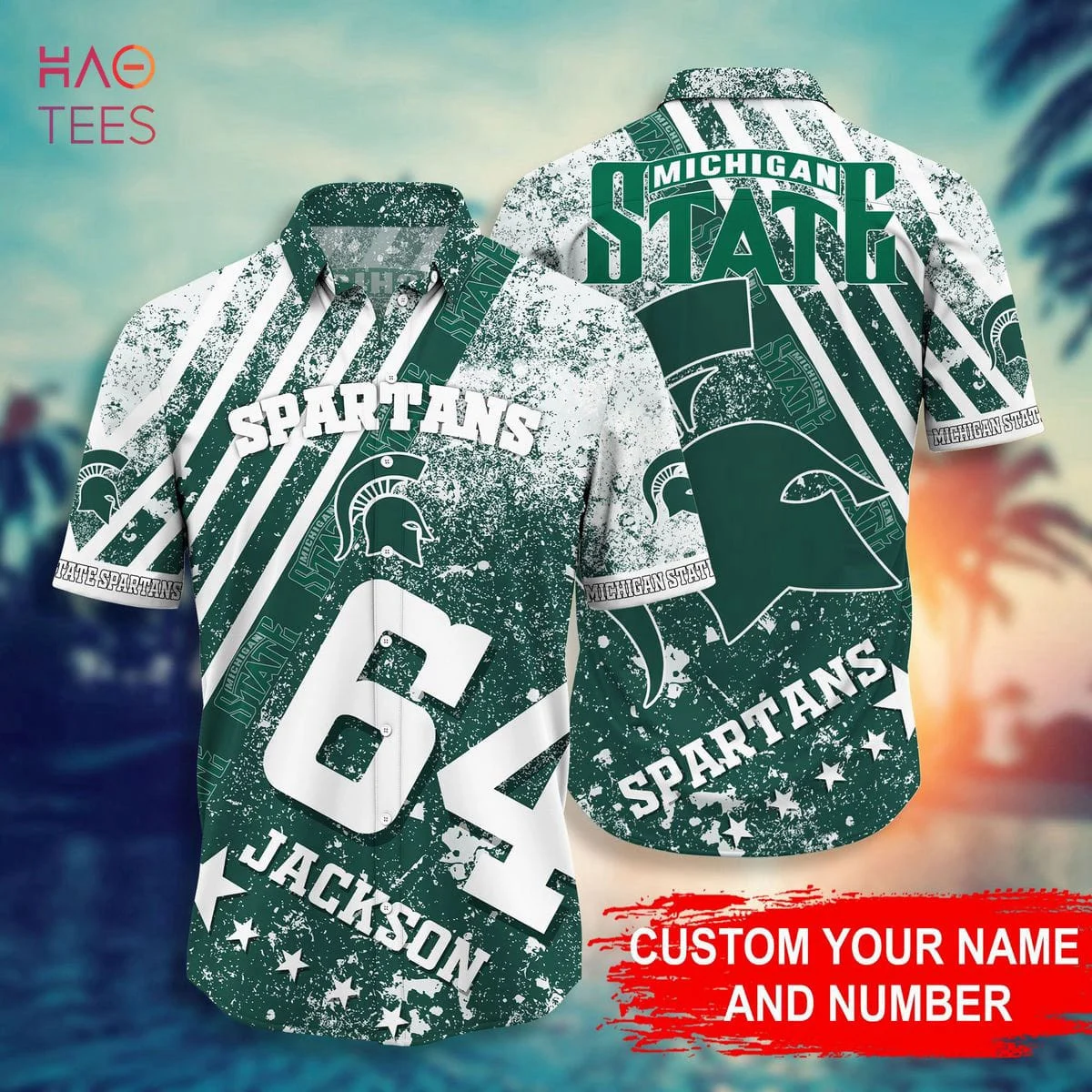 Custom Name Michigan State Spartans Personalized Hawaiian Shirt Green S2030 HW0601