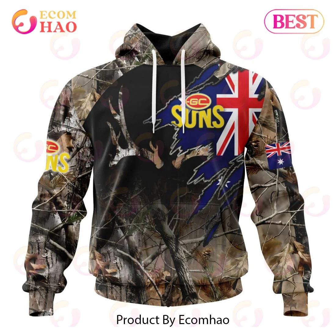 AFL Gold Coast Suns Special Camo Realtree Hunting 3D Hoodie, Zip Hoodie, Man - Women, Warm, Premium Quality HZ0501