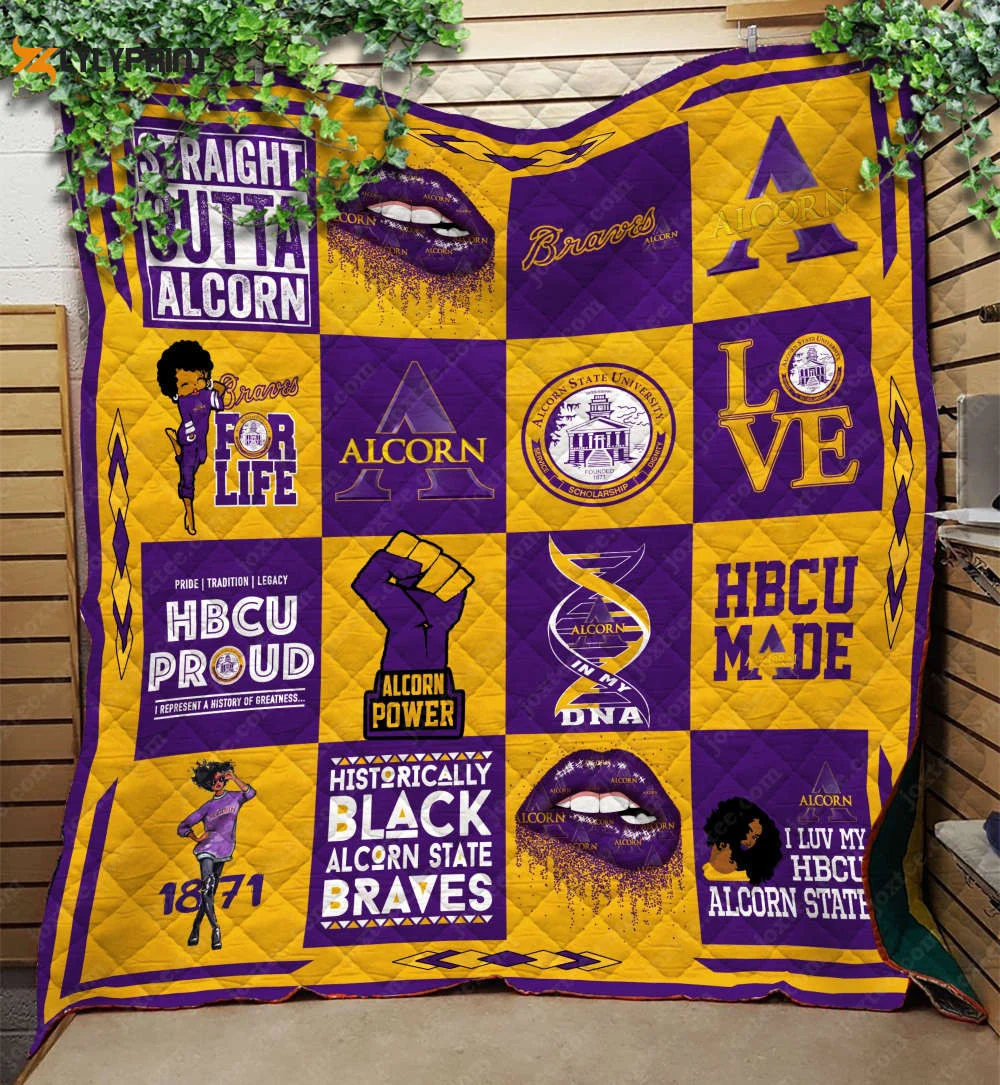 Alcorn State Braves Quilt Blanket Home Decor Gift , Soft Quilt, King Size, All Season Cozy Quilt QB0901