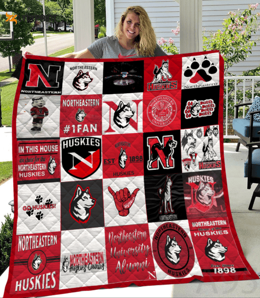 Northeastern Huskies Quilt Blanket For Fans Home Decor Gift , Soft Quilt, King Size, All Season Cozy Quilt QB0901