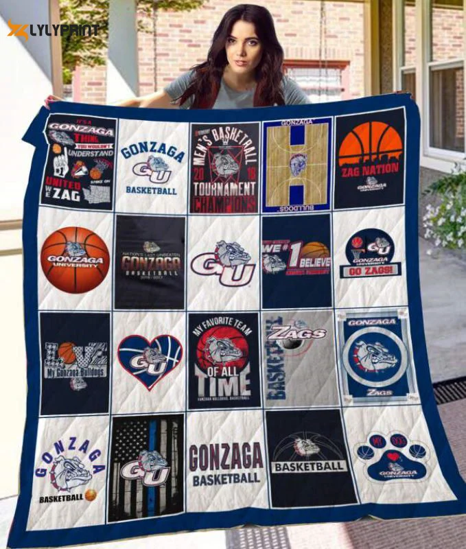 Gonzaga Bulldogs Quilt Blanket For Fans Home Decor Gift , Soft Quilt, King Size, All Season Cozy Quilt QB0901